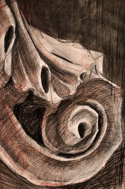 Картина «Фрагмент капители- II» из цикла  «Большая графика», Татьяна Ян, 2024 год.