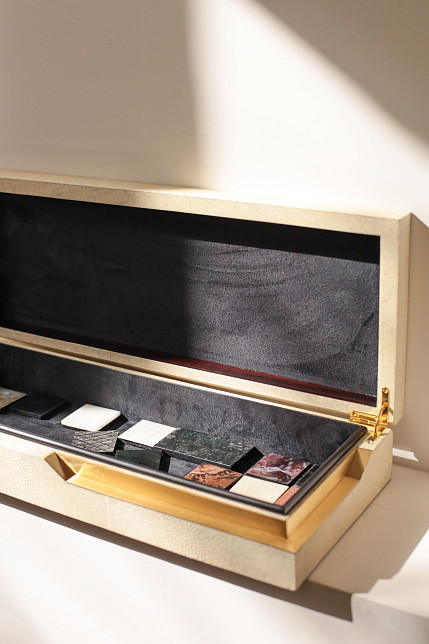 Шкатулка, кожа ската, латунь, Ginger Brown