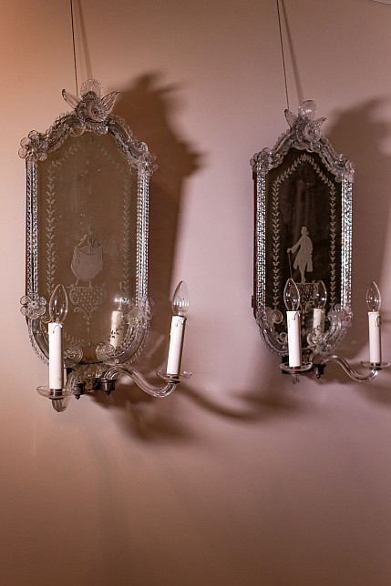 Зеркала настенные, муранское стекло, Венеция, около 1900 гг.