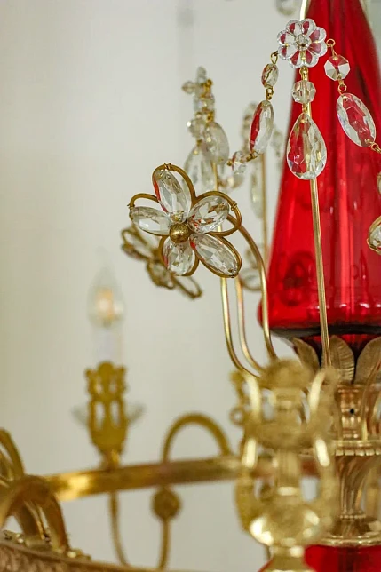 Люстра «екатерининская». Латунь, рубиновое стекло, хрусталь, Производство "Частная Резиденция"