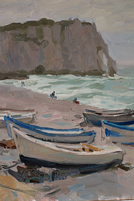 Картина «Лодки на берегу. Etretat»,  художник Юрий Кротов, 2013 год.
