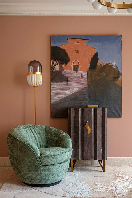 Кресло Giulia Swivel, отттенка морской волны, Black Tie, Италия