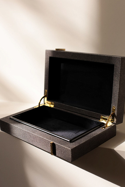 Шкатулка, кожа ската, латунь, Ginger Brown