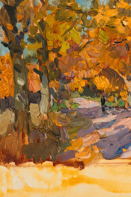 Этюд "Дубовая аллея осенью. Валаам", художник Юрий Кротов, 2014 год