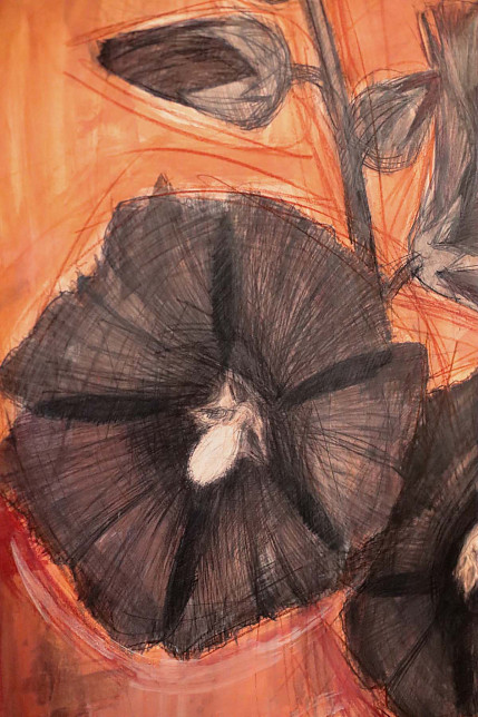 Картина «Черная мальва» из цикла  «Большая графика», Татьяна Ян, 2024 год.