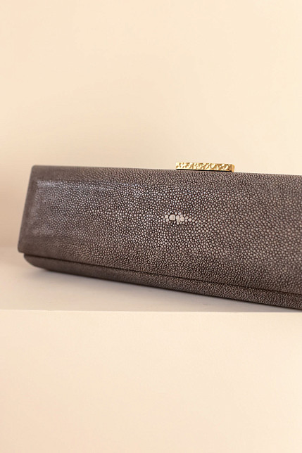 Шкатулка, кожа ската, латунь, Ginger Brown