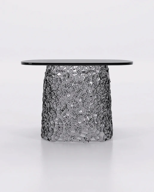 Столик кофейный Macrame, дымчатое стекло, высота 40 см, Fiam