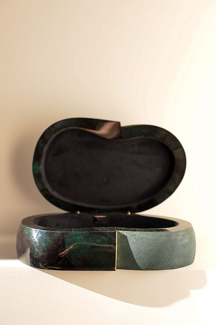 Шкатулка зеленая, скат, морская раковина, Ginger Brown