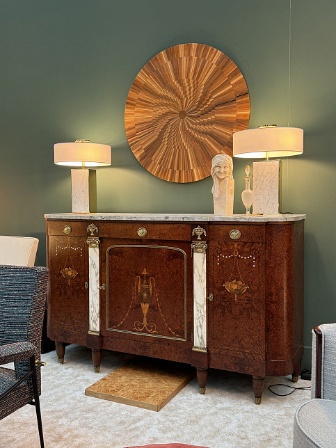 Буфет антикварный "Неоклассика", шпон капа дерева амбойна, мрамор, бронза, Франция, ок.1925 г.г.