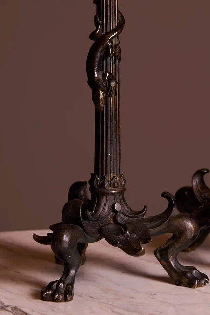 Подсвечники парные "Черная саламандра", бронза, в стиле Barbedienne, Франция, ок. 1850-1880 г.г.