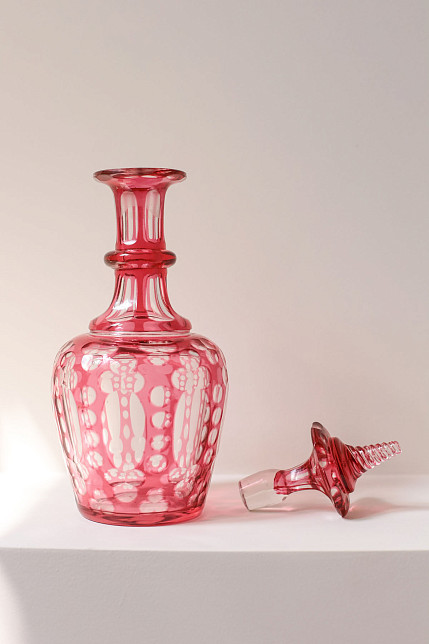 Графин, цветное стекло, завод Мальцовых (?), середина XIX века