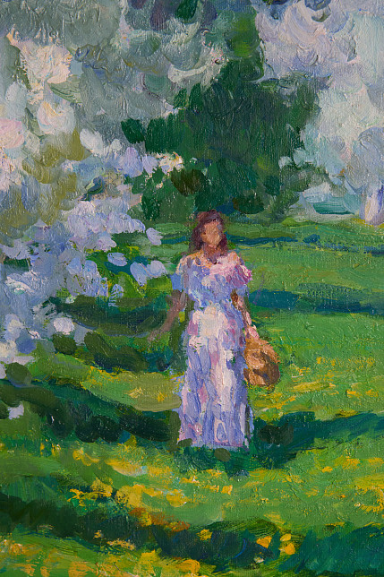 Картина «Цветущий яблоневый сад», художник Юрий Кротов, 2023 год.