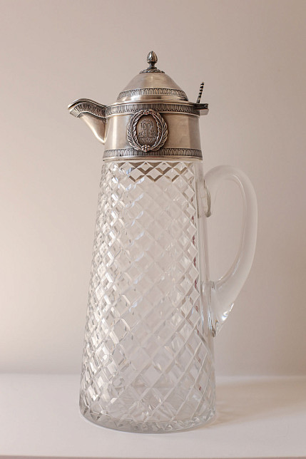 Графин для воды, серебро, хрусталь, Франция, XIX век