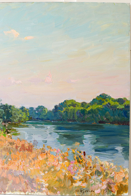Картина «Вечер у реки», художник Юрий Кротов, 2003 год.