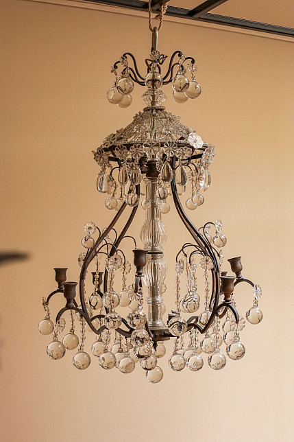 Люстра антикварная, бронза, стекло, Франция, начало XX века